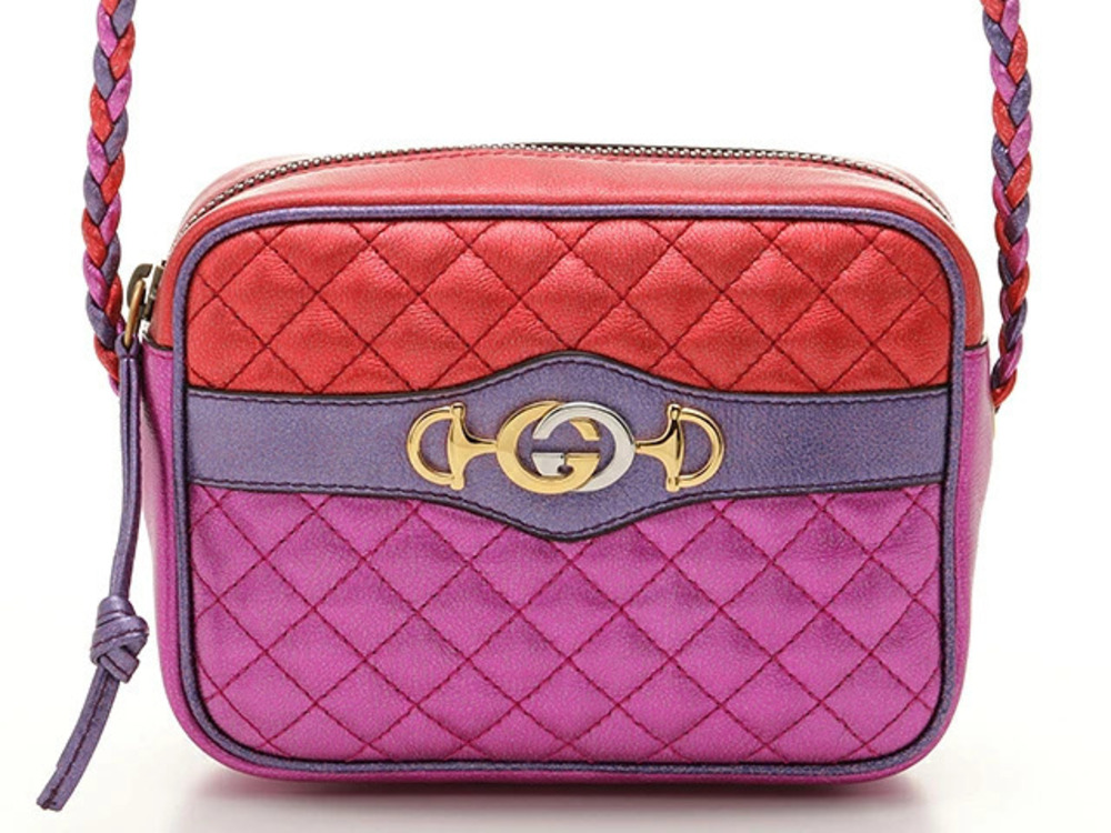 Gucci Zumitra Puntata Shoulder Bag Tricolor Laminated Leather